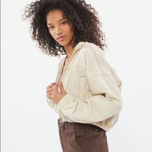 Urban Outfitters Twill Hooded Cropped Denim Jacket